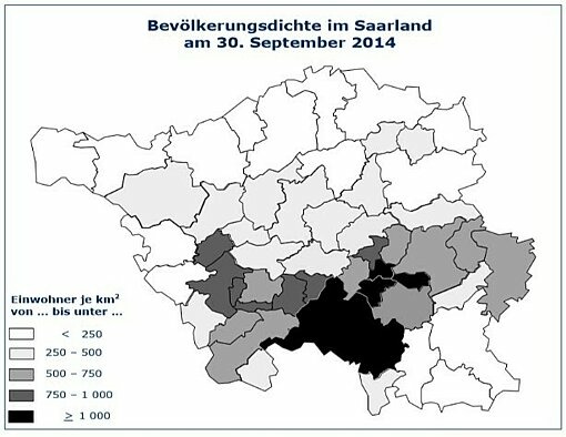 Schaubild: Bevölkerungsdichte Saarland