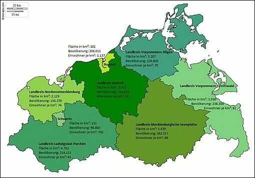 Schaubild: Fläche und Bevölkerung in Mecklenburg-Vorpommern